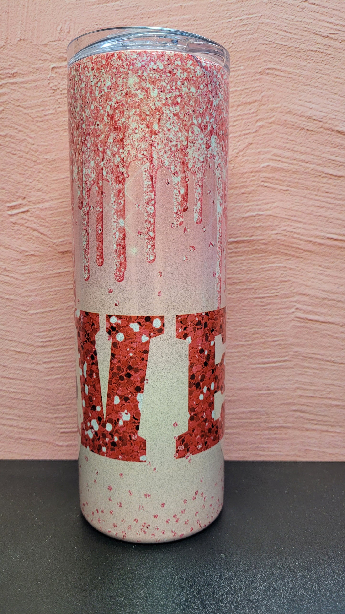 Tumbler 20 oz Gnome Valentine Love Glitter Drip