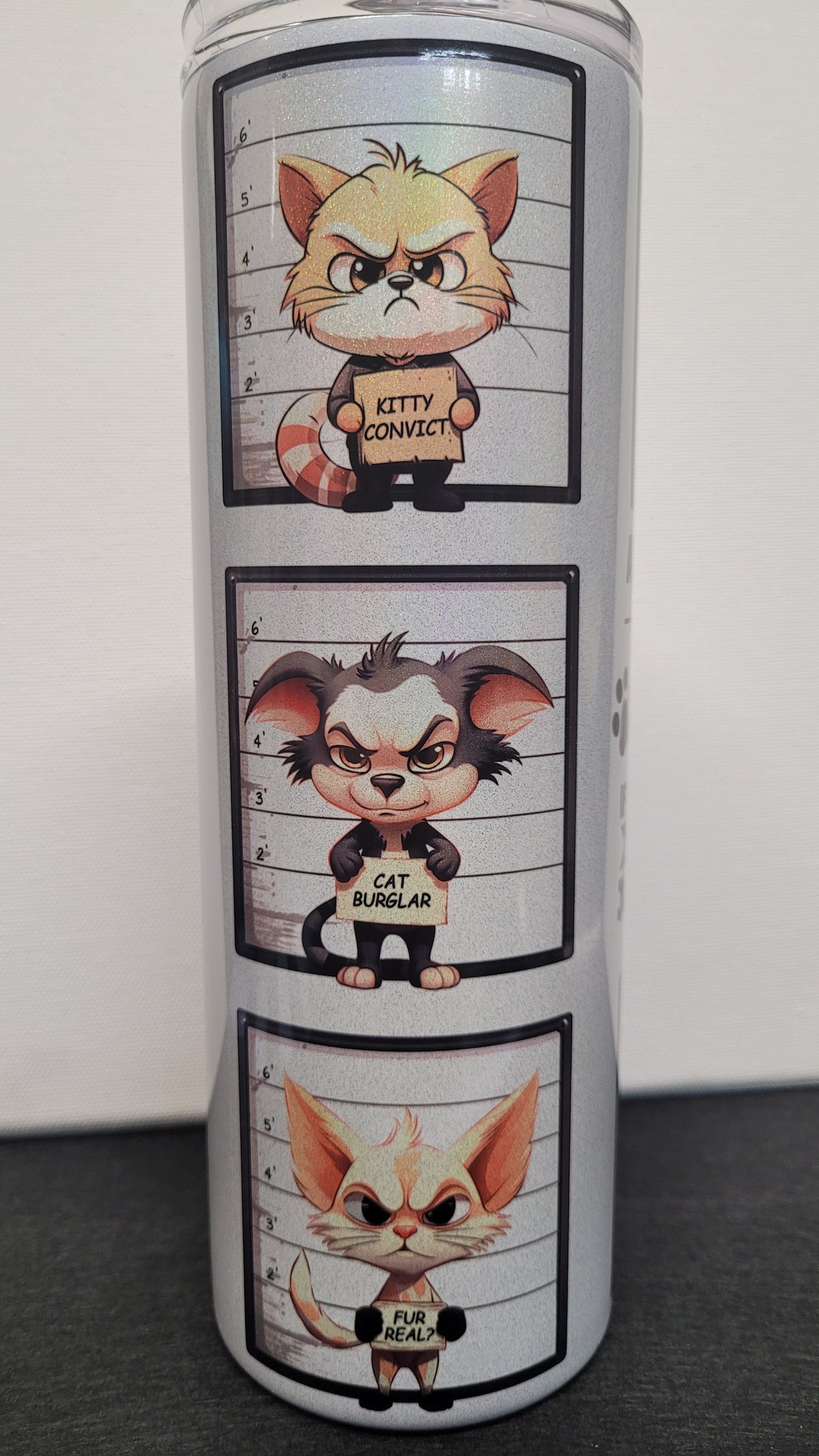 Handle Every Stressful Situation Like A Cat! If You Can't Chase It or Nap With It Just Knock It Off The Table. This tumbler really pops on our holographic 20 oz tumbler. Enjoy your favorite hot or cold beverage on the go and show off your style as you keep your drinks at the perfect temperature.