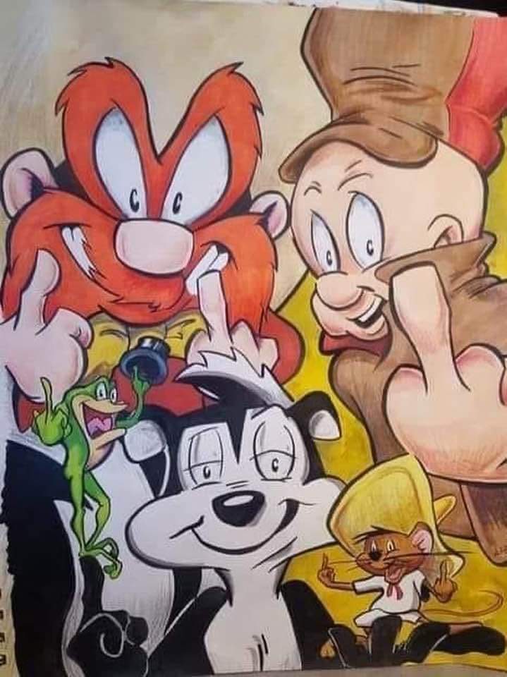 This 20oz Stainless Steel tumbler features an unfiltered adult finger salute from your childhood Looney Tunes favorites including Elmer Fudd and Yosemite Sam. It is made of a stainless steel double-wall and is vacuum insulated, with a clear sliding classic lid and a clear straw, and is BPA free.