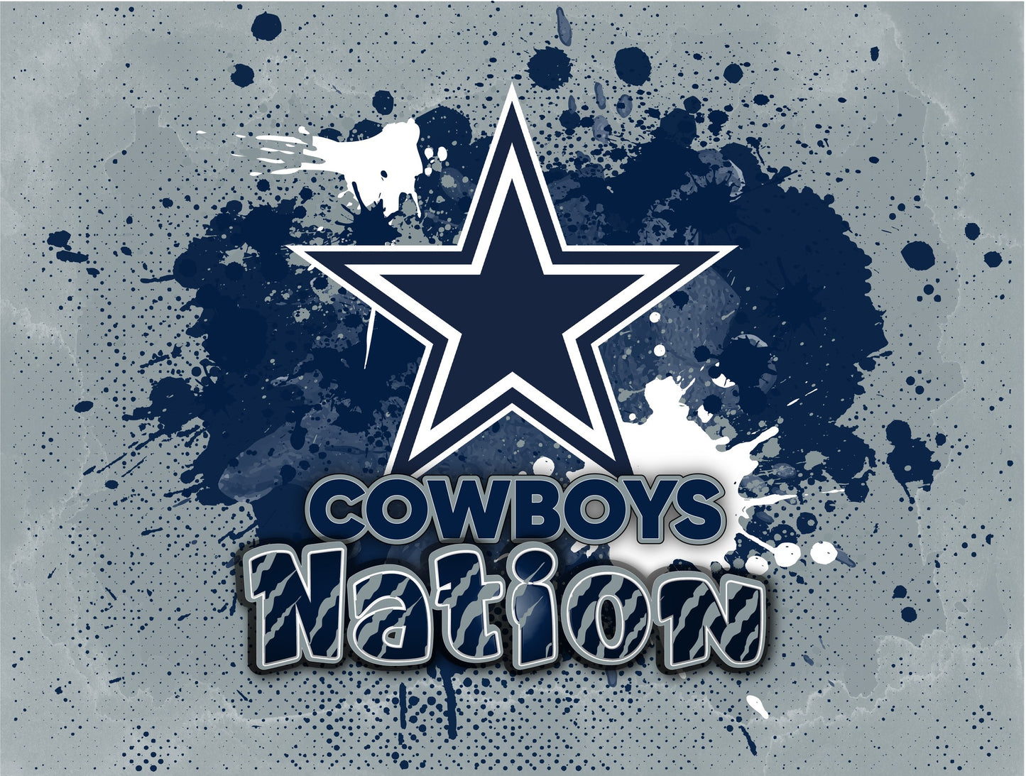 Tumbler with blue splatter design and cowboys