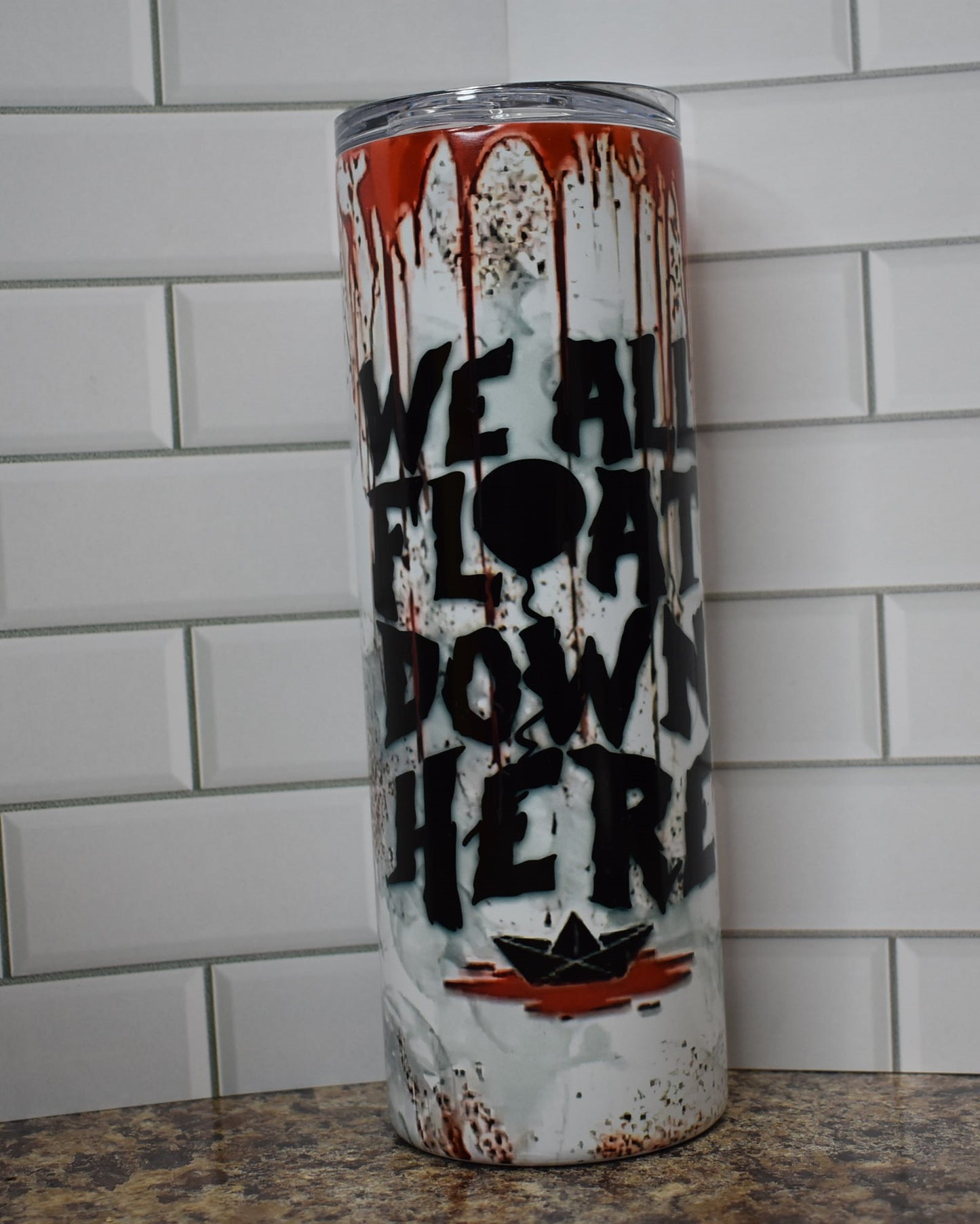 Pennywise...clowns are creepy and this one tops the list. What could make this tumbler even more scarier you ask? Turn out the lights and let this glow in the dark tumbler turn up the fright.