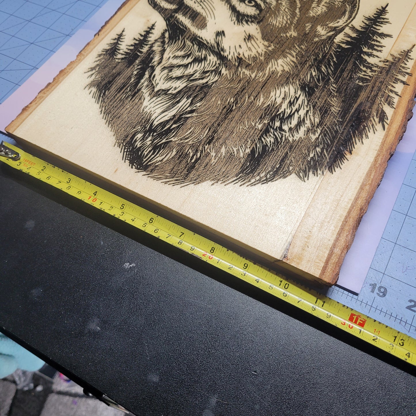 LASER ENGRAVED WOLF & MOON