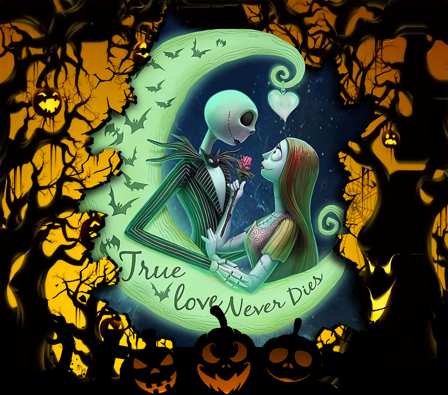 Tumbler 20 oz Jack & Sally Pumpkin Love