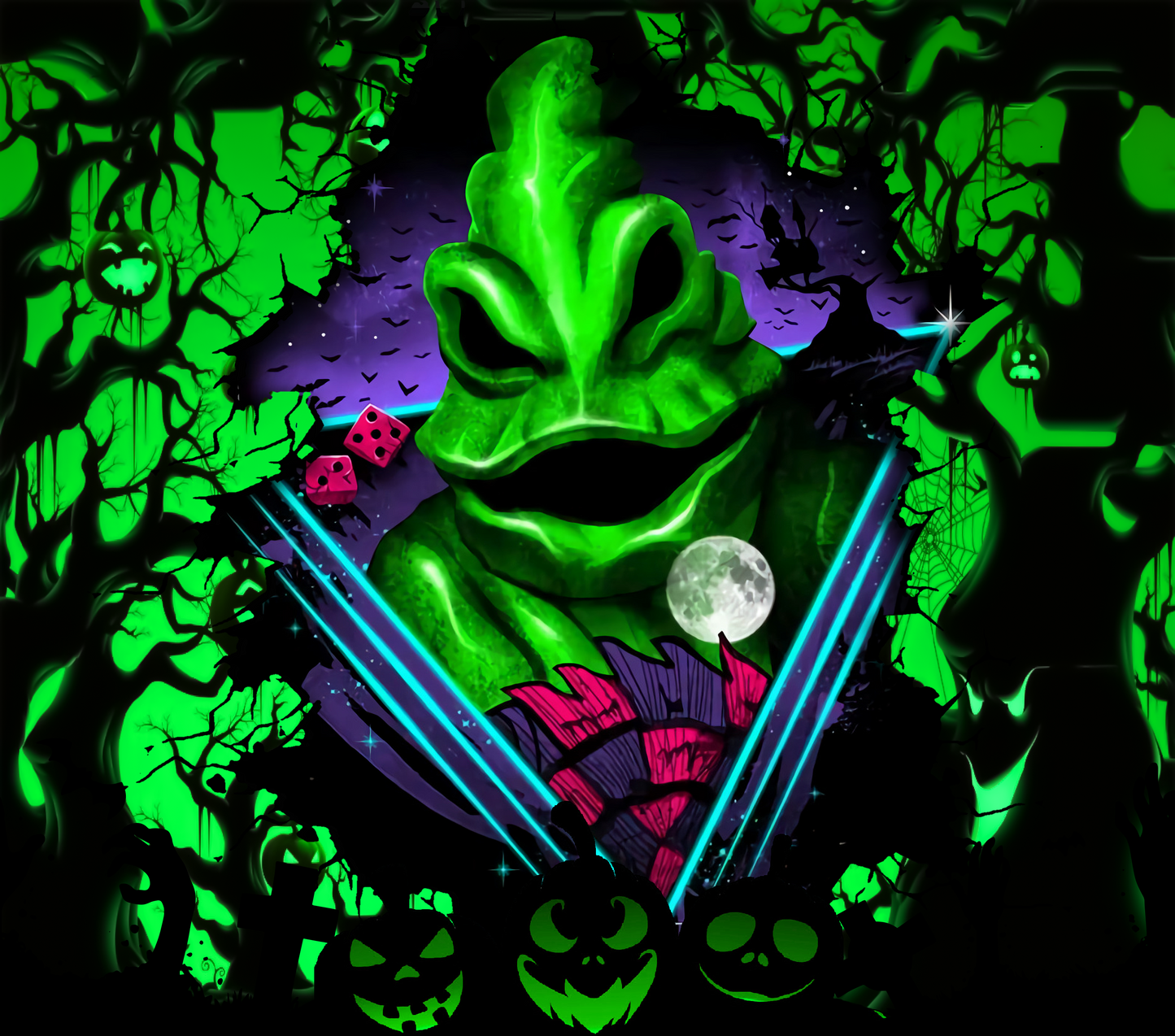 It's the Oogie Boogie man! Our favorite scary ghost visits you from the beyond on this 20 oz tumbler.
