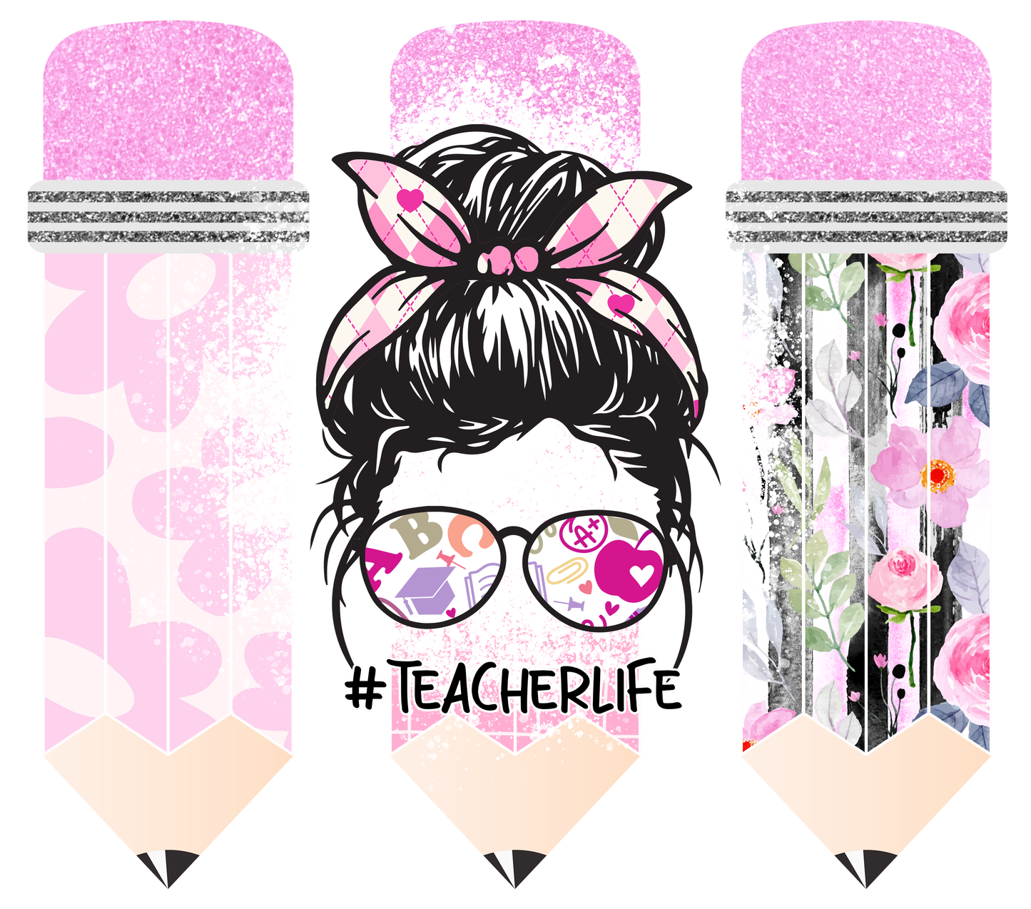 20 oz Stainless Steel Tumbler #Teacherlife That Iconic Gal Wearing Sunglasses With Pink Eraser Top Pencils