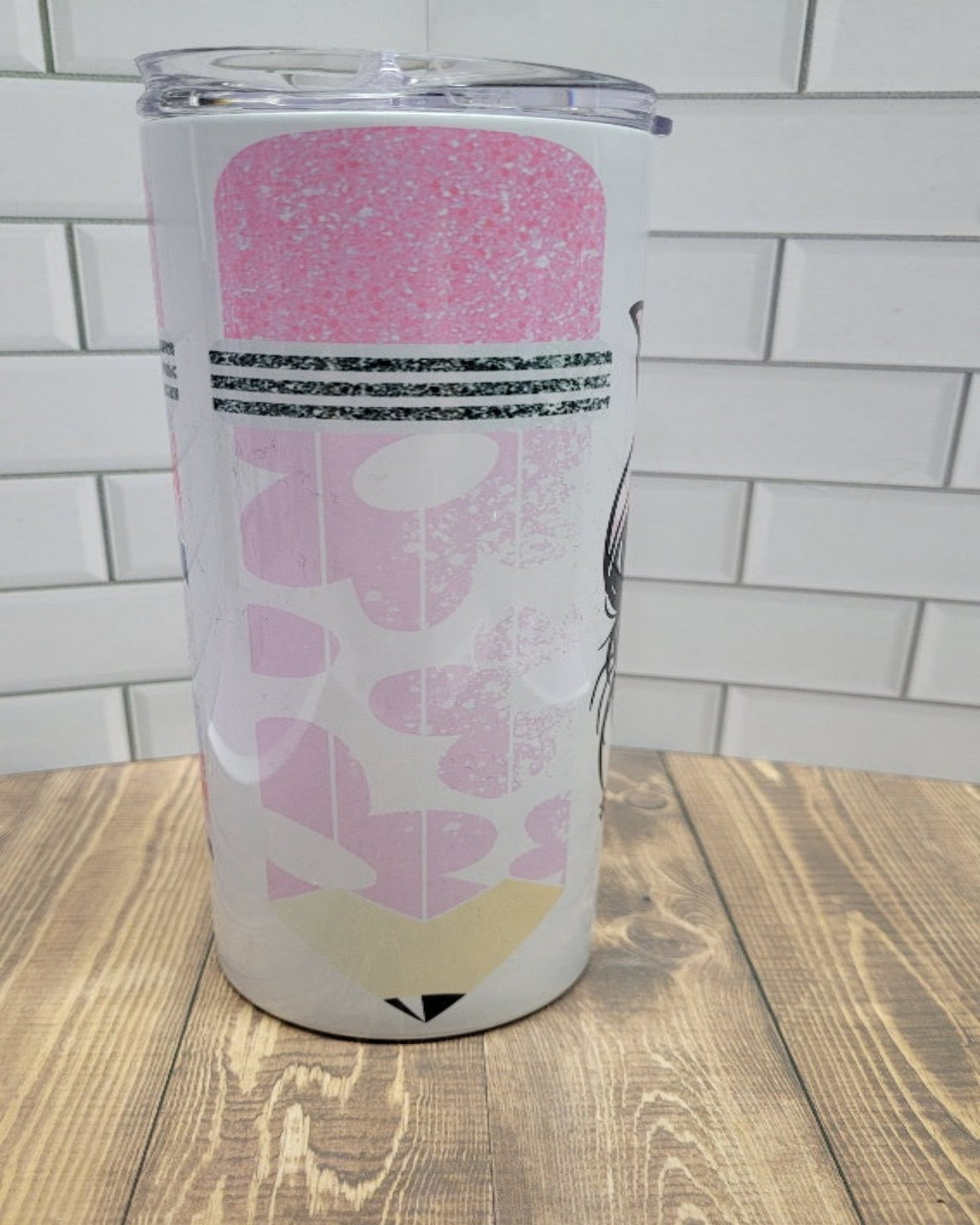 20 oz Stainless Steel Tumbler #Teacherlife That Iconic Gal Wearing Sunglasses With Pink Eraser Top Pencils