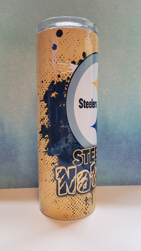 Tumbler with 'Steelers'  on a gradient background