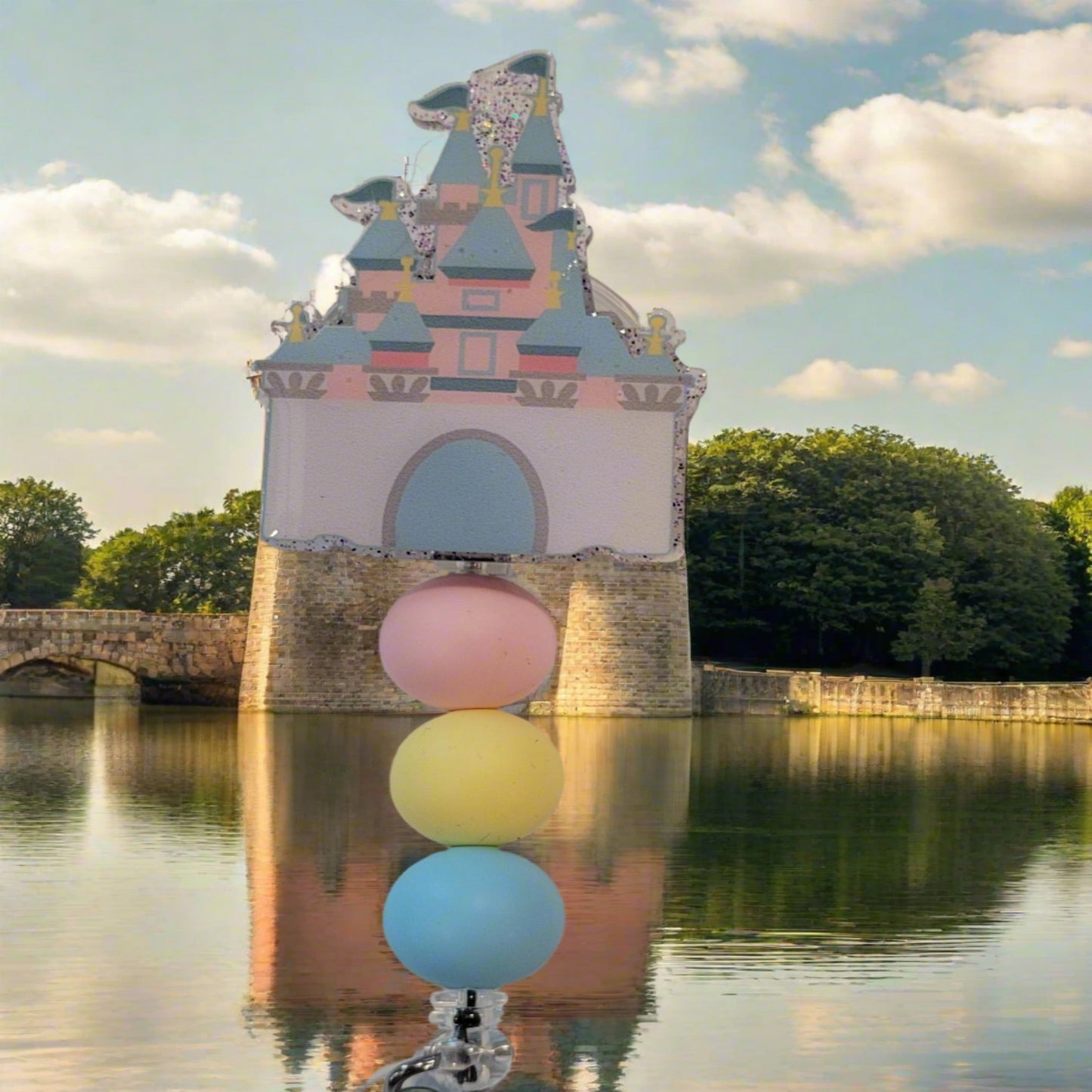 Every princess has a castle and here we give you yours. A classic fairy tale classic image with a glitter background and 3 matching silicone beads finish this story book tale.
