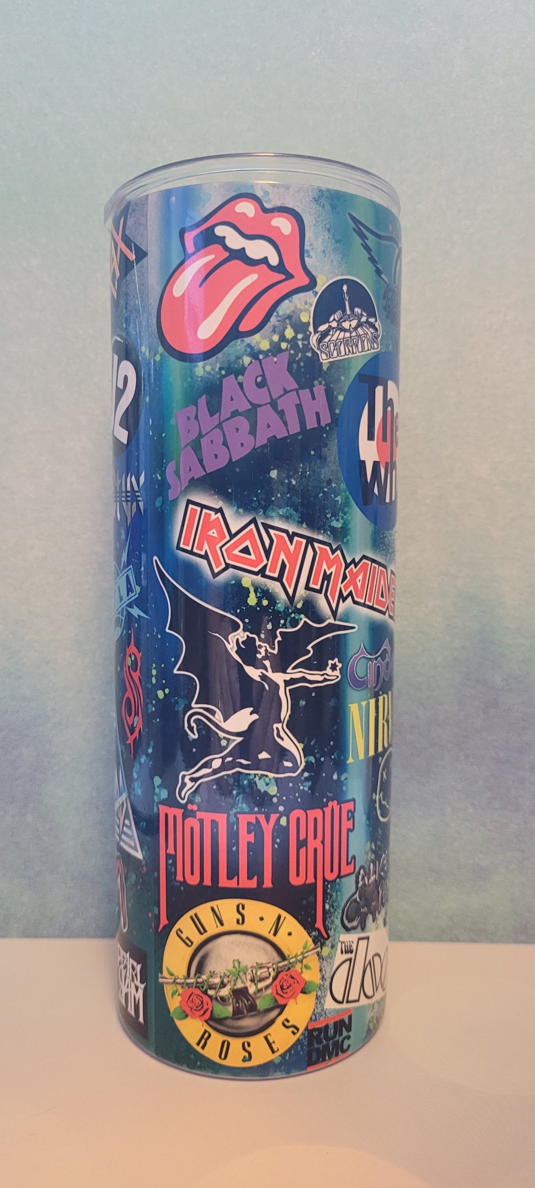 For the Rock Music lovers. Here is a tumbler that has a bunch of the greats on it that even the best of roadies would appreciate. Its 20 oz high-quality powder-coated finish ensure that your beverage stays cold for up to 24 hours