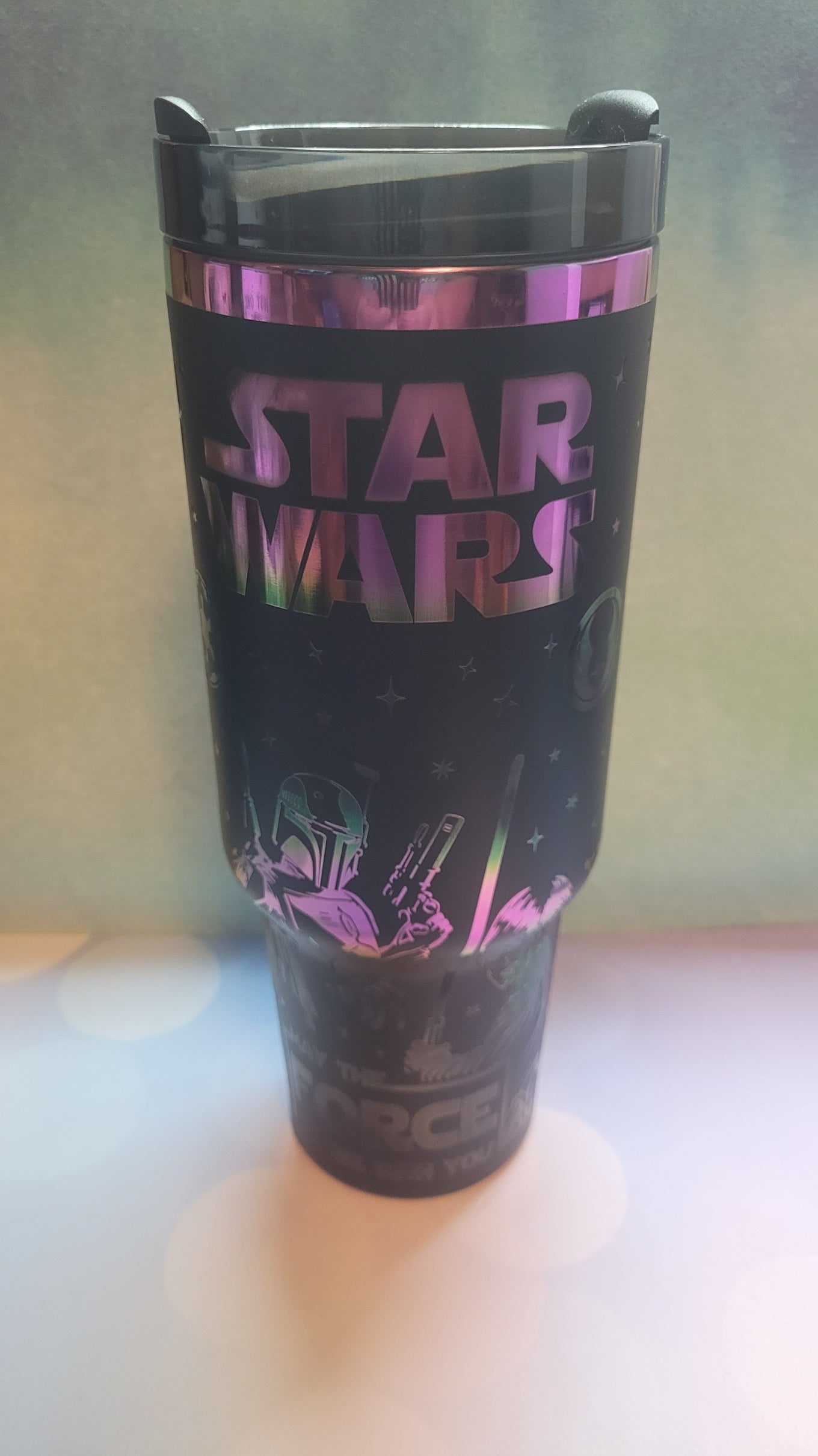 Tumbler 40 oz Laser Engraved Dark Side Black on Gold Plated