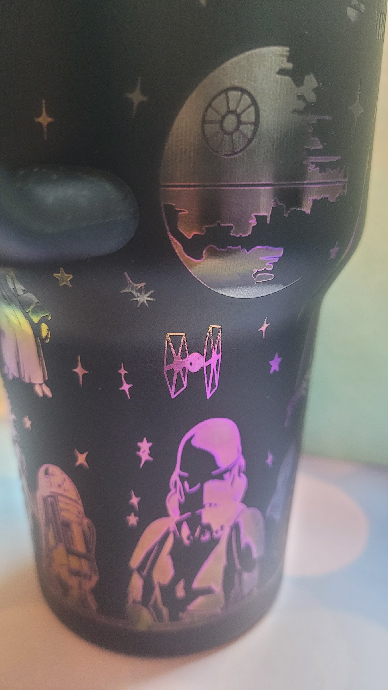 Tumbler 40 oz Laser Engraved Dark Side Black on Gold Plated