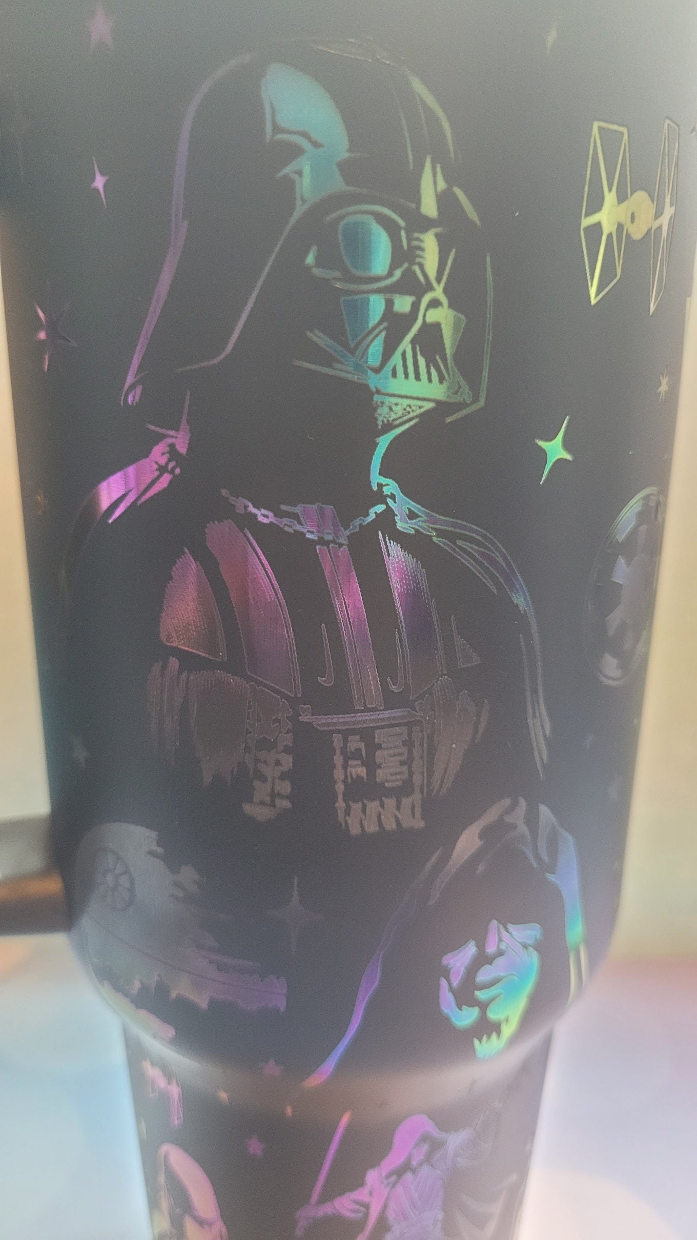Tumbler 40 oz Laser Engraved Dark Side Black on Gold Plated