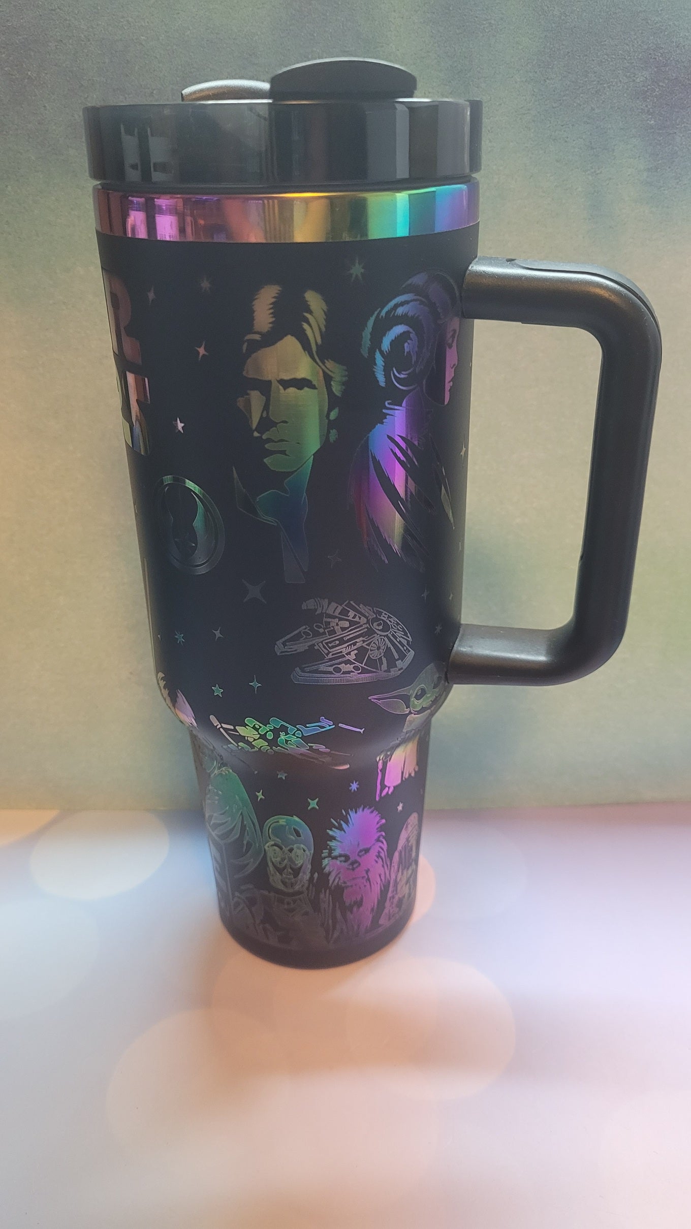 Tumbler 40 oz Laser Engraved Dark Side Black on Gold Plated