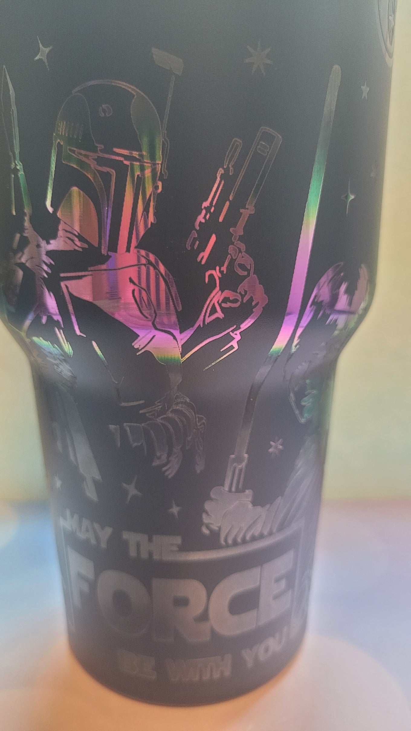 Tumbler 40 oz Laser Engraved Dark Side Black on Gold Plated