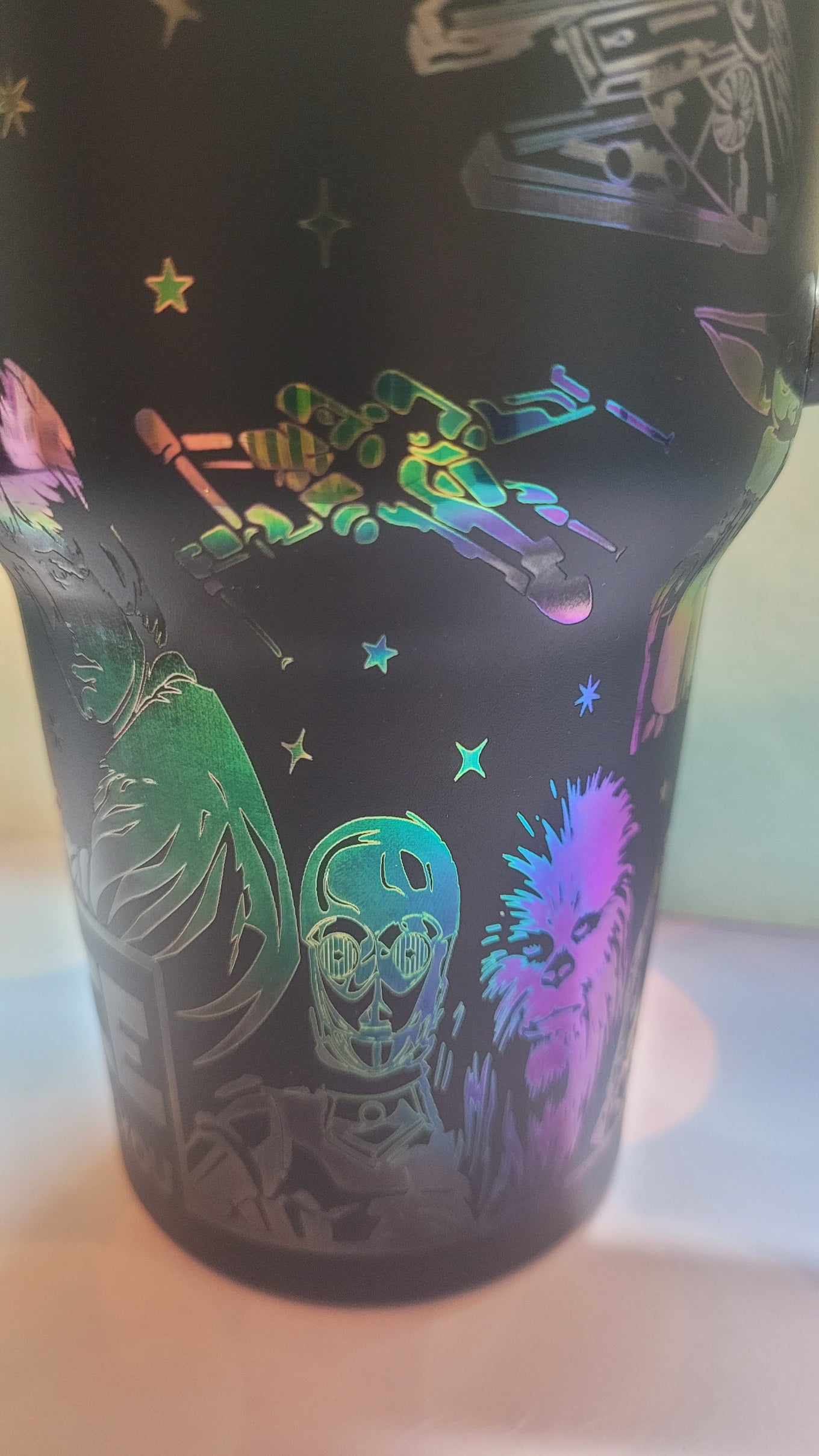 Tumbler 40 oz Laser Engraved Dark Side Black on Gold Plated